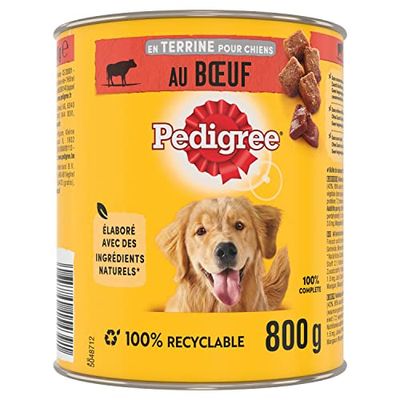 Pedigree Hondenvoer – terrineblikjes voor volwassen honden met rundvlees en wortels – 12 x 800 g