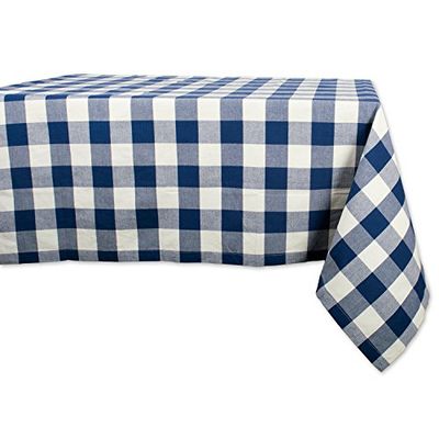 DII Toalha de mesa 100% algodão, lavável na máquina, jantar e férias, guardanapo / caminho de mesa, Navy & Cream Buffalo Check, 60 x 104 polegadas