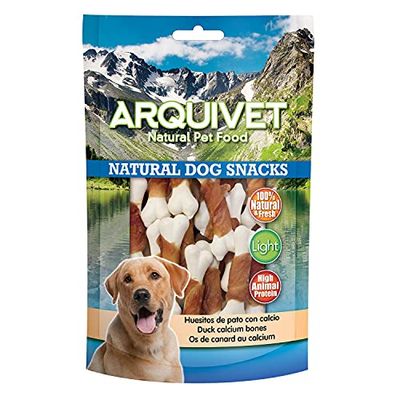 Arquivet 12 stuks eendenblokjes met calcium, 100 g, natuurlijke hondenzakken, 100% natuurlijke, lekkernijen voor honden, licht product, zeer voedingsrijk