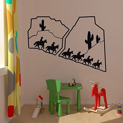 Stickers Paysage Western - Rouge, L 70cm x H 50cm
