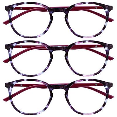 OPULIZE Met 3 Pacco Blocco Luce Blu Occhiali Da Lettura Computer Gioco Porpora Rosso Ciliegia Uomo Donna BBB60-5 +1,50