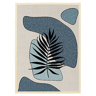 Arterby's® - Premium Poster Quadro Cornice Tela Canvas Dipinto Mood -Illustrazione Line Art e Foglie Minimal - Made in Italy - HD Tela con Cornice Colore Legno 40x50 cm A0012 D0013