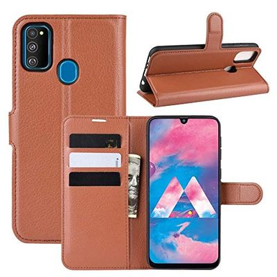 Carcasa de telefono for Galaxy M30s Wallet Stand Funda de Cuero for teléfono Celular con Billetera y Soporte y Ranuras for Tarjetas (Negro) (Color : Marrón)