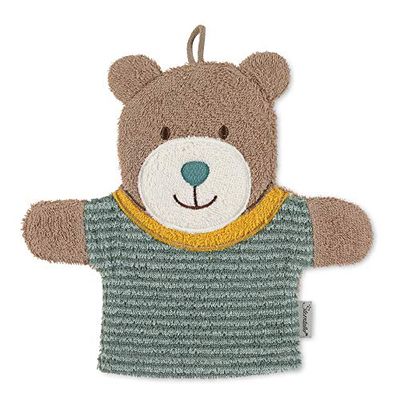 Sterntaler Gant de Toilette de Jeu Ours Ben, Dimensions : 24 x 24 cm, Vert Moyen