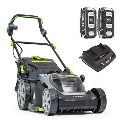 Murray 2 x 18 V (36 V) Lithium-Ion 37 cm Cordless Lawn Mower IQ18WM37, Including 2 x 2.5 Ah Battery and Dual Charger+18V Lithium-Ion Leaf Blower Body IQ18LB, 225 km/h Air Velocity, 5 Years Warranty