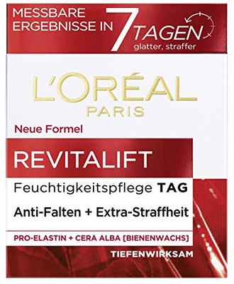 L'Oréal Paris Crema giorno Revitalift, trattamento anti-invecchiamento, antirughe e extra tonificante, pro-Elastina e cera d'api, 50 ml