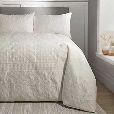 Serene - Avery Stripe - Set copripiumino con finitura pesca - Super King Size in naturale