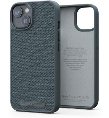 Njord Collections iPhone 14 Plus hoesje - Telefoonhoesje van Hoogwaardig Stof - Gereycled/Duurzaam materiaal - 2 Meter valbescherming - Geschikt voor Magsafe/Draadloos laden - Grijs