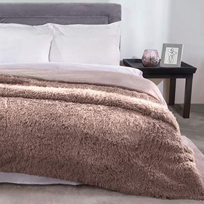 Sleepdown Mink Lyxig lång lugg fuskpäls fleece överkast över soffa supermjuk varm mysig sängfilt överkast – 150 cm x 200 cm