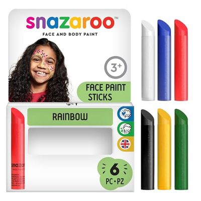 Snazaroo 1160635 Make-uppotloden in een set Rainbow- 6 gezichts- en lichaamskleuren