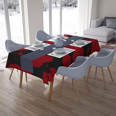 Bonamaison Kitchen Decoration, Tablecloth, Red Black, 140 x 200 Cm - Designed and Manufactured in Turkey