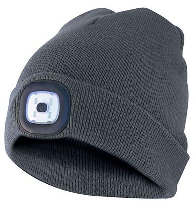 Velamp Unisex Lighthouse czapka z przednim światłem LED, 100 lumenów, do ponownego ładowania, nadaje się do prania, na kemping, do biegania, pracy, antracyt, jeden rozmiar