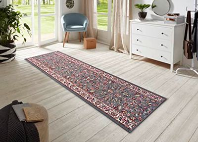 Hanse Home Tapijtloper vintage 80 x 300 cm – tapijtloper zacht laagpolig tapijt, retro vintage design, loper voor hal, slaapkamer, kinderkamer, badkamer, woonkamer, keuken, decoratieve loper - grijs