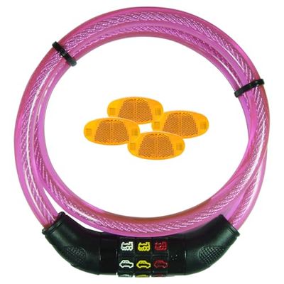 Lucchetto con cavo con simbolo rosa + 4 riflettori a raggi