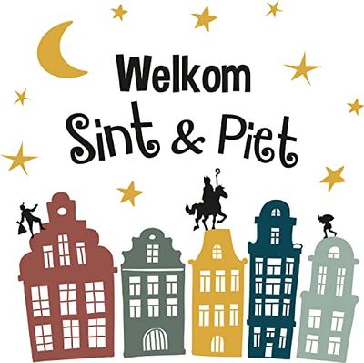 Folat 65691 Raamstickers 'Welkom Sint & Piet' Sinterklaas Versiering