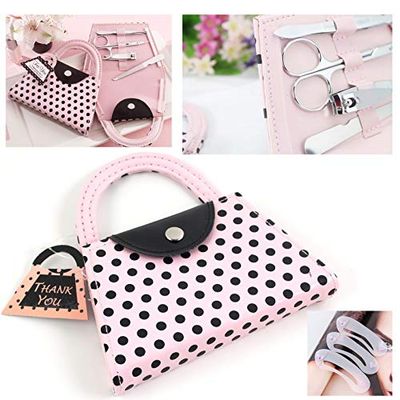 Polka Dot Purse Manicure Set -4pc Nail Clipper & File Set, Wedding Favour, SPA Boxed Set