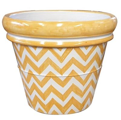 Ceramiche Angela Rinaldi – Vaso cycas in Ceramica di Vietri dipinto a mano Maioliche Design Fioriera Terracotta Cachepot (arancione, Diametro cm 42 altezza cm 38,70 kg 12)