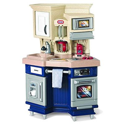 Little Tikes Cucina Super Chef per Bambini, Gioco Interattivo con Suoni e Utensili da Cucina, Gioco Sensoriale che Stimola la Creatività, età dai 3 ai 6 anni, Colore Blu e Beige