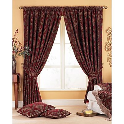 Paoletti Shiraz Curtain Burg, Polyester-Coton, Burgund, 90x90 (229x229cm)