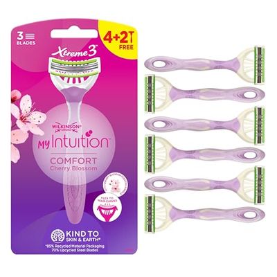 Wilkinson Sword Xtreme 3 Conforto, 6 máquinas descartáveis de depilação femininas de 3 folhas flexíveis com óleo de coco hidratante