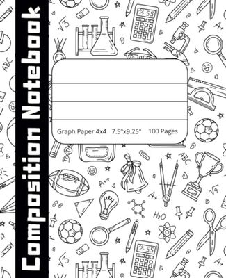 Composition Notebook, Graph Paper 4x4, 7.5 x 9.25", 100 Pages