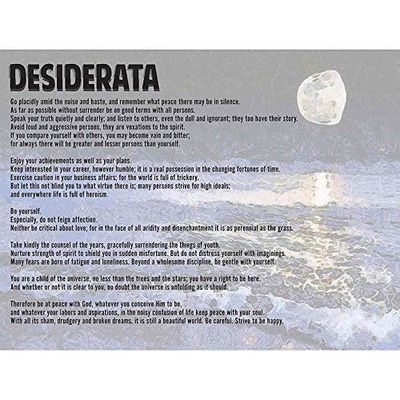 Wee Blue Coo Desiderata Ehrmann Go Placidly Amid Noise Haste Quote Typography Art Print Poster Wall Decor 12X16 Inch