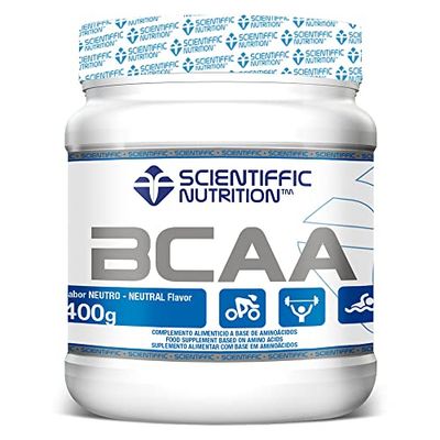 Scientiffic Nutrition - BCAA, Aminoácidos Esenciales Ramificados en Polvo en Proporción 2:1:1, Mejora la Recuperación Muscular y el Aumento de Masa Muscular - Sin Sabor, 400g.