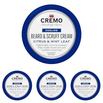 CREMO - Cooling Beard & Scruff Cream For Men - Lightweight Refreshing Beard Cream - 113g (Pack of 4)