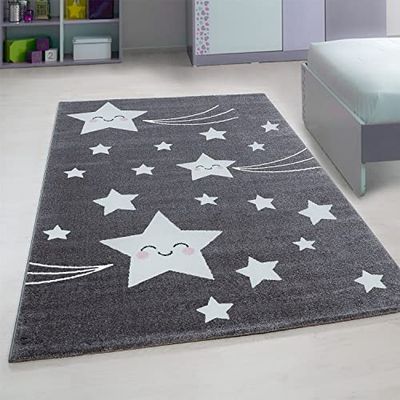 Vloerkleed met sterrenmotief, voor kinderkamer, babykamer, plat tapijt