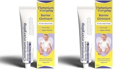 Metanium Everyday Barrier Ointment, Protection From Nappy Rash, For Everyday Nappy Change, Fragrance Free, Lanolin Free 40 g (Pack of 2)