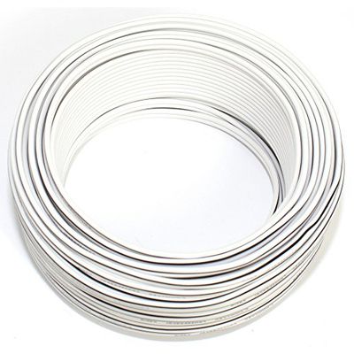 SeKi Cabo de altifalante 2 x 0,50 mm2 – 25 m, branco – CCA – cabo de áudio – cabo de caixa
