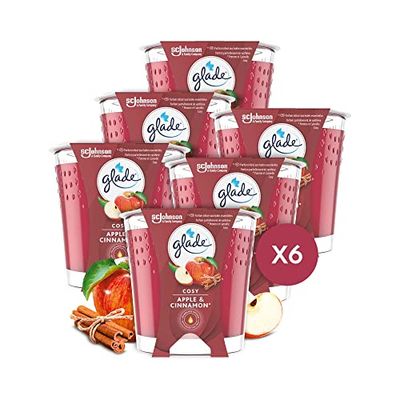 Glade® Bougie Cosy Apple & Cinnamon - Aux Huiles Essentielles - Lot de 6