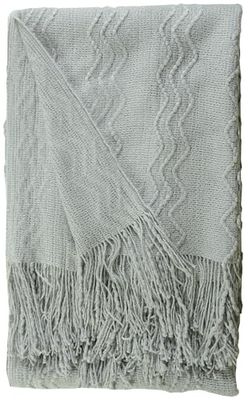 Atout Ciel Jeté de lit ou de canapé, en Tricot Fantaisie avec Franges, 130x180cm, Bleu Glacier