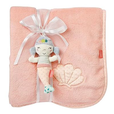 Fehn 054828 Kuscheldecke Meerjungfrau – Kuschelige Schmusedecke - zum Kuscheln, als Krabbelunterlage, Schnuffeltuch oder Zudecke für zuhause und unterwegs