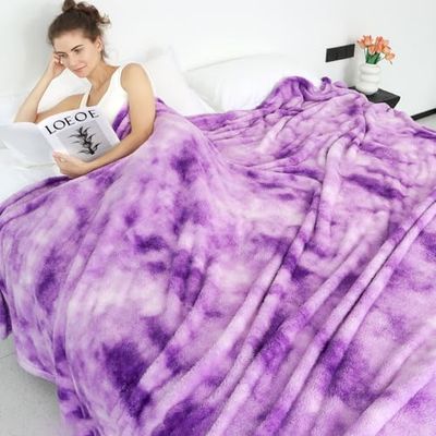 Fleece Throw Blanket Cozy Soft Lightweight Throw Blankets Warm Plush Purple Fall Blankets and Throws Couch Sofa Bed Camping Travel Picnic Outdoor Blanket Bedding Kid Baby Boys Girls Adults 50x70 in