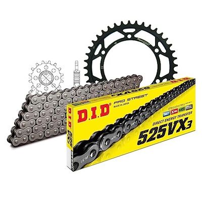 Kettingset DID staal 525VX3 / 108 klinkslot voor Honda RVF R 750 cc bj. 1994-1997