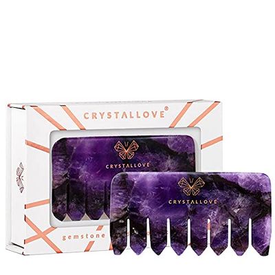 CRYSTALLOVE Kam voor hoofdhuid- en lichaamsmassage met amethist