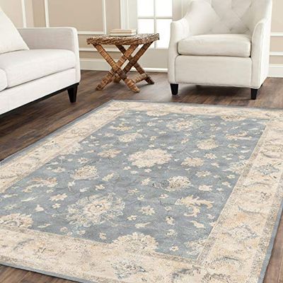 SAFAVIEH Tapis Traditionnel pour Salon, Salle à Manger, Chambre à Coucher - Collection Vintage, Poils Courts, Gris Clair, 99 x 140 cm