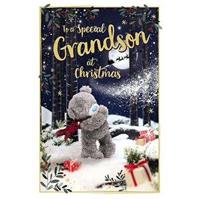 Me To You Bear 3D Holografische Kleinzoon Kerstkaart