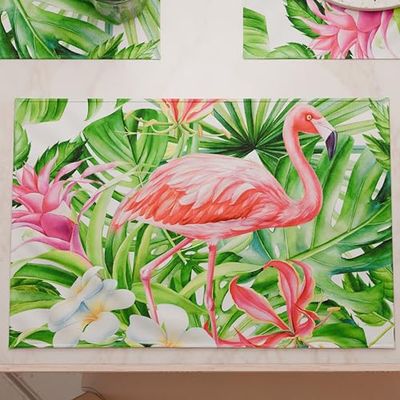 PETTI Artigiani Italiani - Sets de Table américains avec Impression numérique, Sets de Table américains en Tissu et lavables (Lot de 2 à 30 x 45 cm) Flamingo 100% fabriqué en Italie
