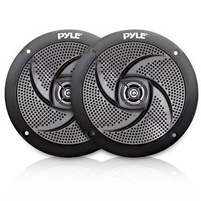 Pyle Marine Speakers 6.5 Inch - 2 Way Waterproof and Weather Resistant Outdoor Audio Stereo Sound System with 240 Watt Power and Low Profile Slim Style - 1 Pair (Black)