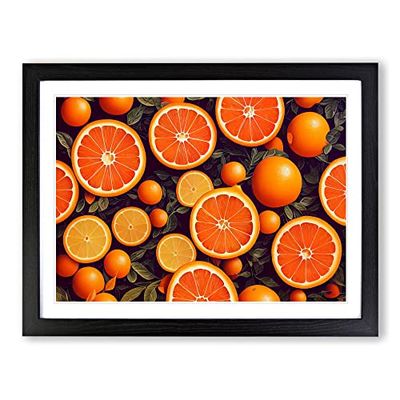 Big Box Art Sliced Orange Fruit H1022 - Stampa incorniciata per soggiorno, camera da letto, casa e ufficio, decorazione artistica da parete, cornice A4 nera (34 x 25 cm)