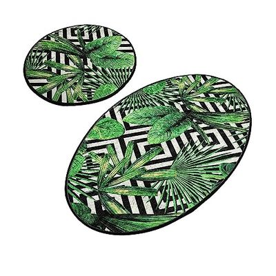 Ensemble de tapis de salle de bain (2 pièces) feuilles vertes