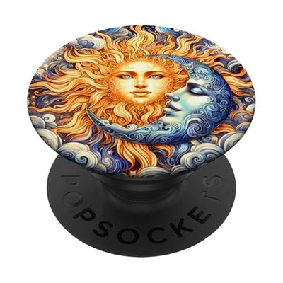 Místico Sol y Luna Celestial Yin Yang Estética Mística PopSockets PopGrip Adhesivo
