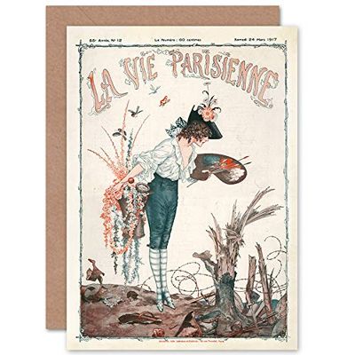 Artery8 La Vie Parisienne Spring 1917 WW1 Trench Magazine Cover Sealed Greeting Card Plus Envelope Blank inside