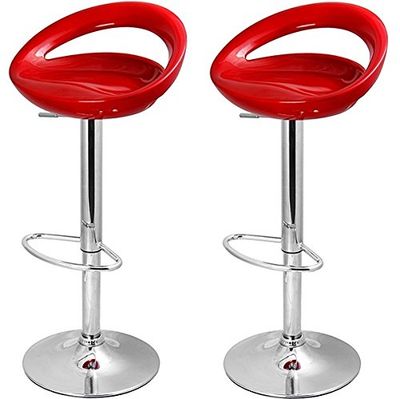 DP griferia 2 x 16031 + 16001 – Pack 2 barkrukken met basis in chroom en zitting rond aubergine (ABS)