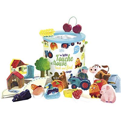 VILAC – Juego de llaves y encuentras «La granja» – 21 piezas – Juguete de madera de reconocimiento táctil – Multicolor – Divertido – Desarrollo Sentido del tacto – Idea de regalo – a partir de 2 años,