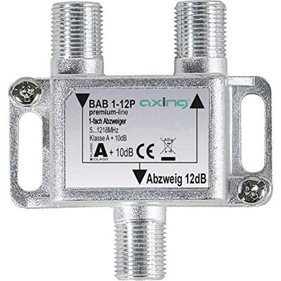 Axing BAB 1 – 12P 1, distribuidor de 12 dB cabo televisão televisão por cabo multimédia DVB-T2 classe A , 10 dB, 5 a 1218 MHz metal