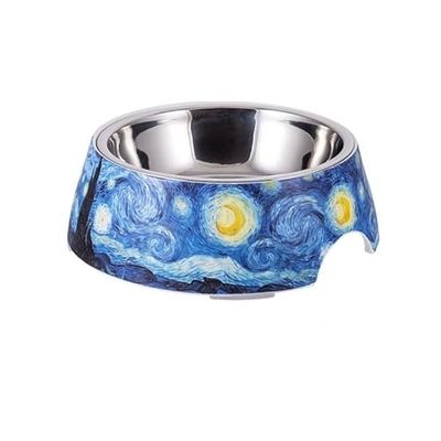 Mangeoire pour Chien ou Chat Amovible Nuit étoilée Moyenne 14 x 14 x 5,5 cm