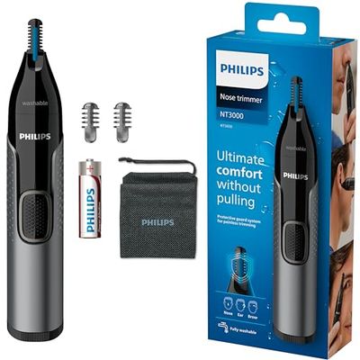 Philips Nose Trimmer Serie 3000 Rifinitore per Peli di Naso, Orecchie e Sopracciglia (modello NT3650/16)